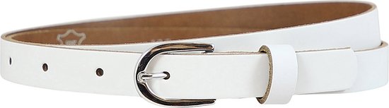Landley Smalle Dames Riem Leer Wit - 2 cm - Leren Broekriem Smal - Vrouwen Tailleriem - Lengte totaal 120 cm / Riemmaat 105