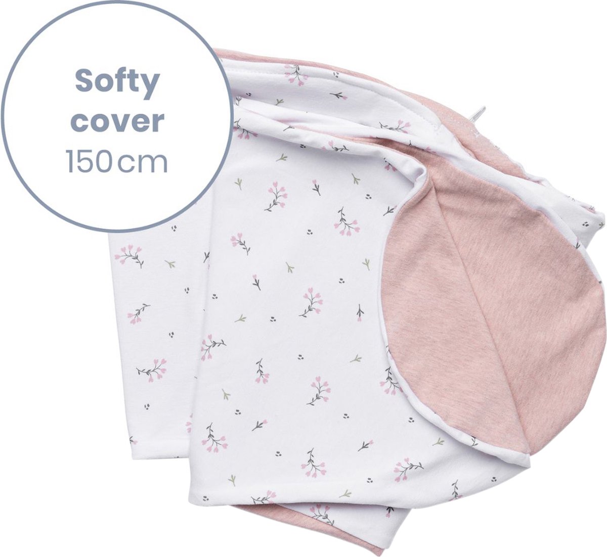 Goedkoopste Doomoo Softy Hoes – Vervanghoes voor Voedingskussen Softy – Biologisch katoen – 150 cm – Flower Pink
