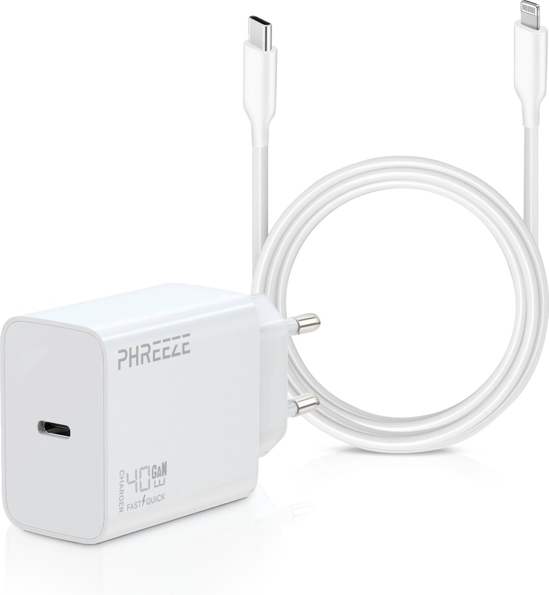 Snellader geschikt voor Apple iPhone Oplader - USB-C naar Lightning Kabel - 40W - 3 Meter