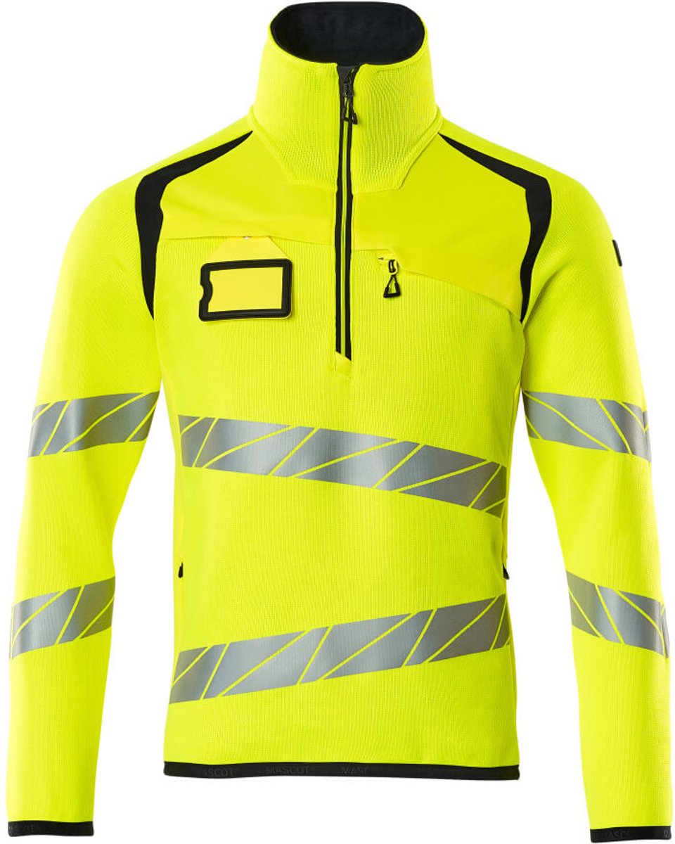 Mascot Accelerate Safe Gebreide trui met korte rits 19005-351 - hi-vis geel/donkermarine - M