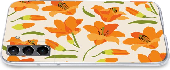 Étui téléphonique Convient pour Samsung Galaxy S21 étui - Fleurs - Lys - Motifs - Étui téléphonique Siliconen Étui téléphonique