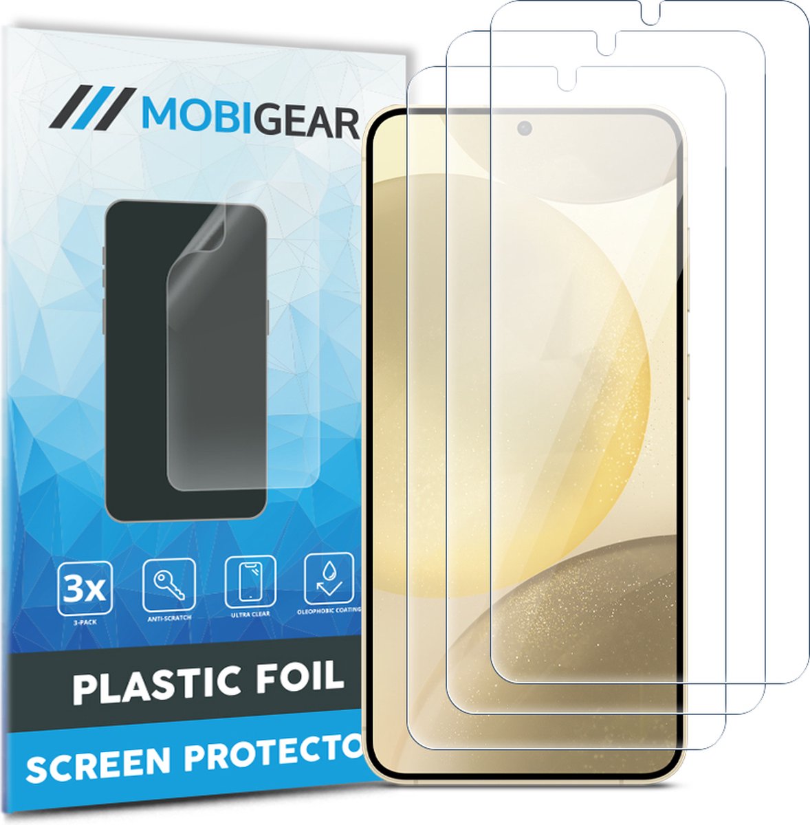Mobigear Screenprotector geschikt voor Samsung Galaxy S25 | Mobigear Screenprotector Folie - Case Friendly (3-Pack)