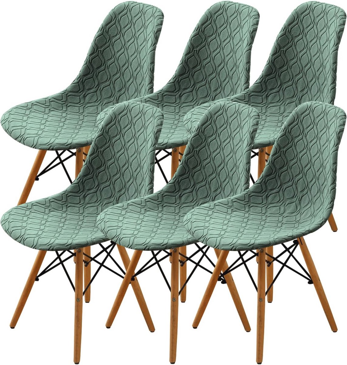 Stretch Stoelhoezen Set van 6 voor Eetkamerstoelen - Afneembare en Wasbare Hoezen in Bonen