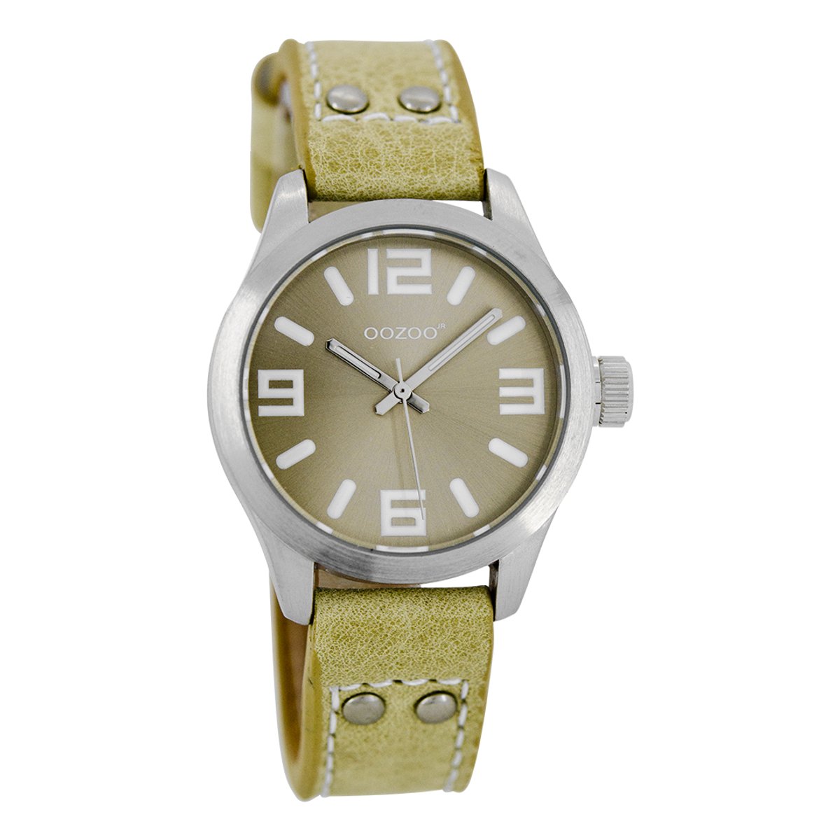 OOZOO Timepieces - Zilverkleurige horloge met zand leren band - JR260