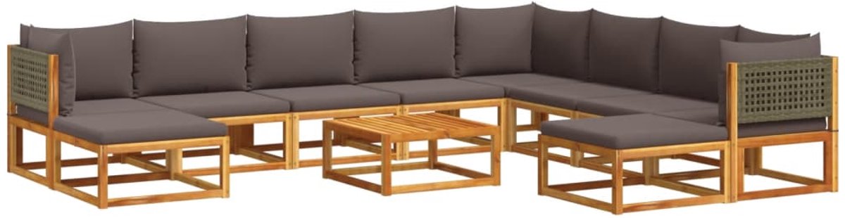 Tuinbankstel met kussens van massief acaciahout in loungeset - Tuinmeubilair.