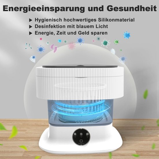 Mini-wasmachine, 14 l, 2 kg, campingwasmachine, kleine wasmachine met centrifuge, dieptereiniging van ondergoed, babykleding, sokken voor woningen, slaapzalen, blauw