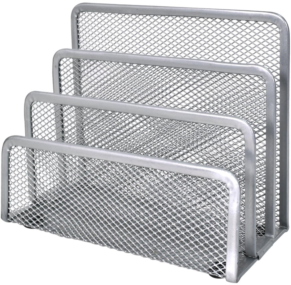 My Ninki ® Metaaldraad Brievenhouder en Bureau-Organizer met 3 Vakjes voor Diverse Documenten in Zilver