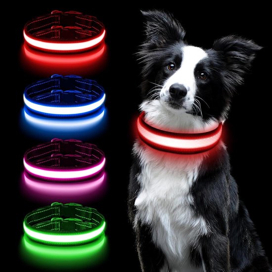 Veiligheidshalsband geel met led van Pet Products Hond