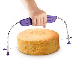 Taartsnijder - Verstelbare Taarthoogte Taartsnijder - Taartverdeler - Roestvrijstalen Dubbele Draad Taartsnijder - Snijder - Verstelbare Taartnivellering - Zorg Ervoor Dat Elke Taartbodem Dezelfde Hoogte Heeft - Paars