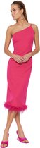 Trendyol Robe moulante à col asymétrique à manches standard pour femme