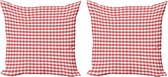 Set de 2 New de Sierkussenhoes vichy traditionnels pour canapé, chambre à coucher, salon, 51 cm x 51 cm