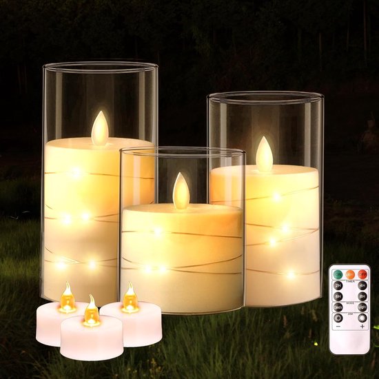 Vlamloze Kleine LED Kaarsen Acryl Batterijgestuurde 4,3cm x 6,5cm met