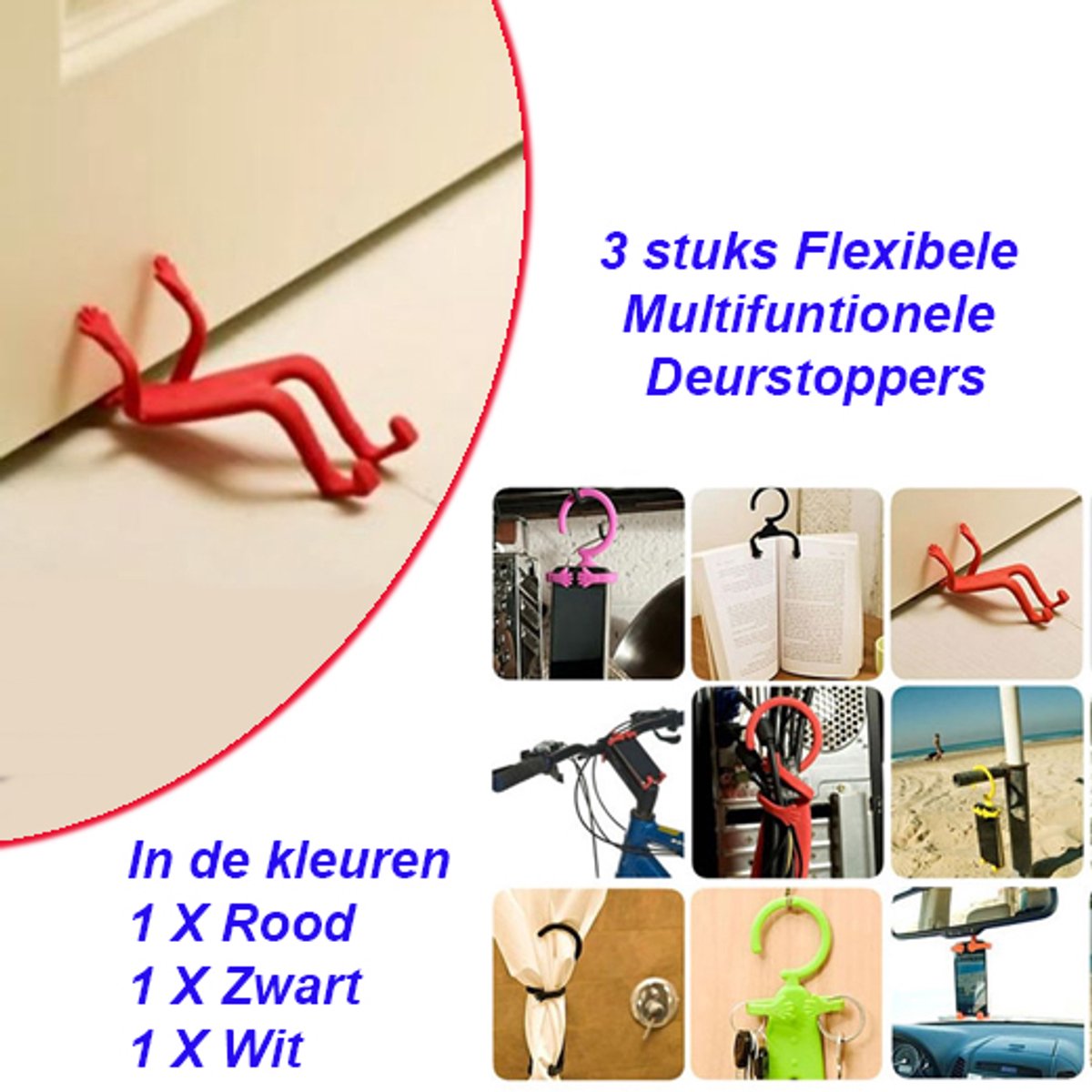 3 stuks Flexibele Multifuntionele Deurstoppers