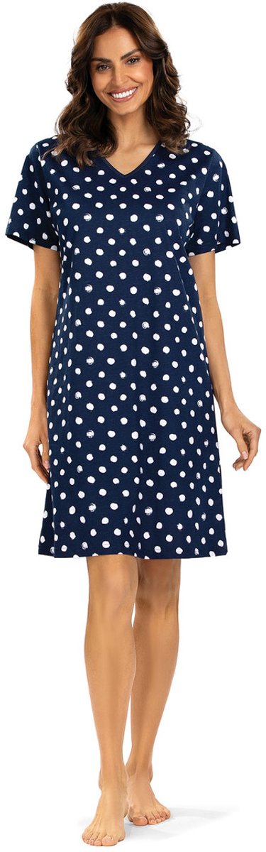 Comtessa Polkastippen nachthemd katoen - Blauw - Maat - 40