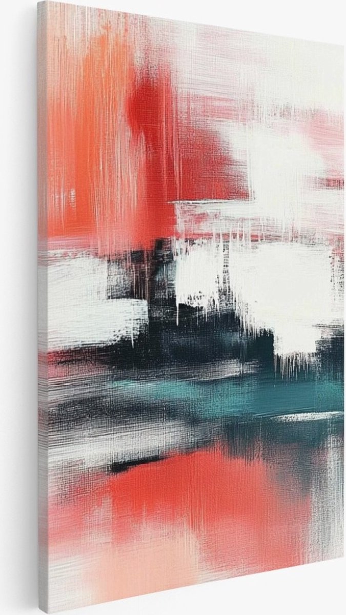 Saammp Canvas Schilderij - Gekleurde penseelstroken - Abstract - 75x100 - Foto op canvas - Wanddecoratie - Muurdecoratie Woonkamer - Kantoor Decoratie Multicolor