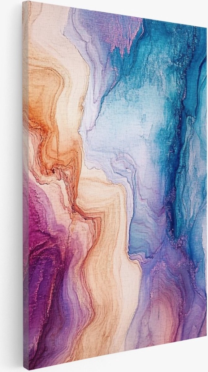 Saammp Canvas Schilderij - Kleurrijk marmer - Abstract - 50x70 - Foto op canvas - Wanddecoratie - Muurdecoratie Woonkamer - Slaapkamer decoratie - Canvas Print Multicolor