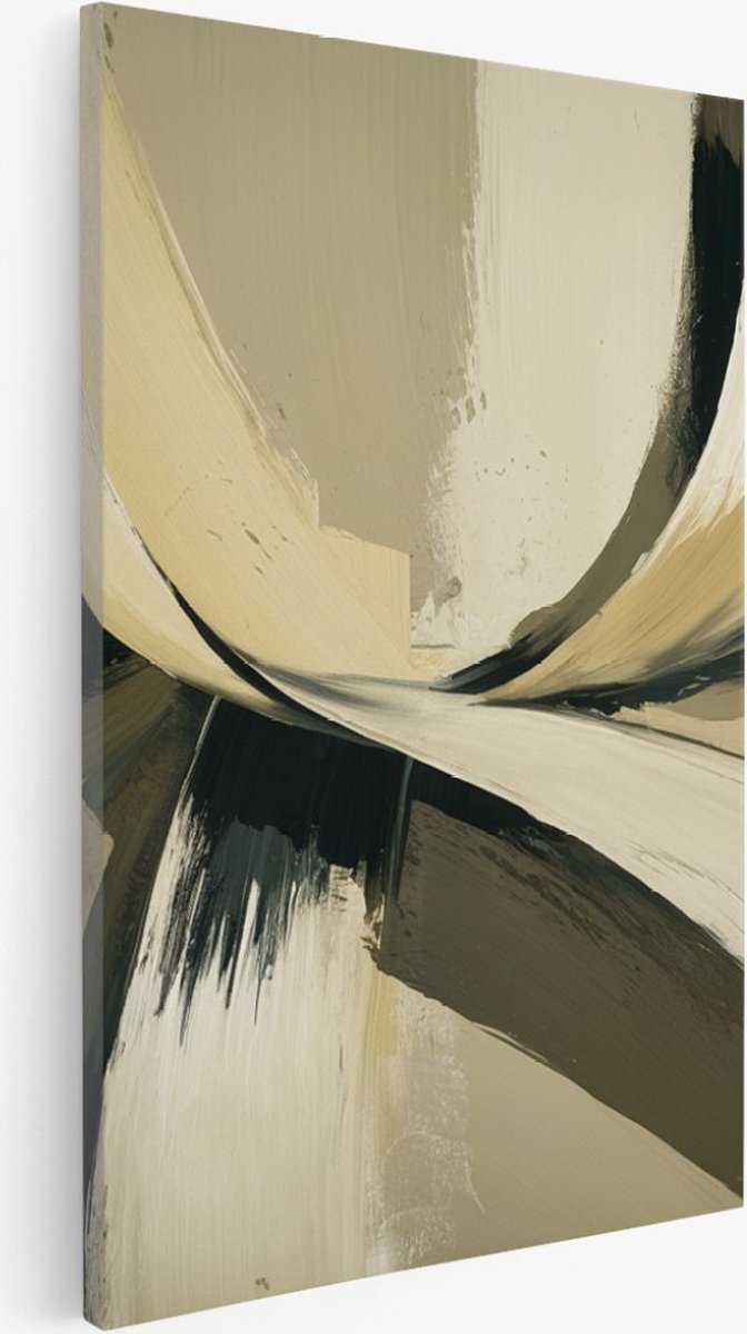 Saammp Canvas Schilderij - Strepen - Beige - Abstract - 40x50 - Foto op canvas - Wanddecoratie - Muurdecoratie Woonkamer - Slaapkamer decoratie - Canvas Print Multicolor