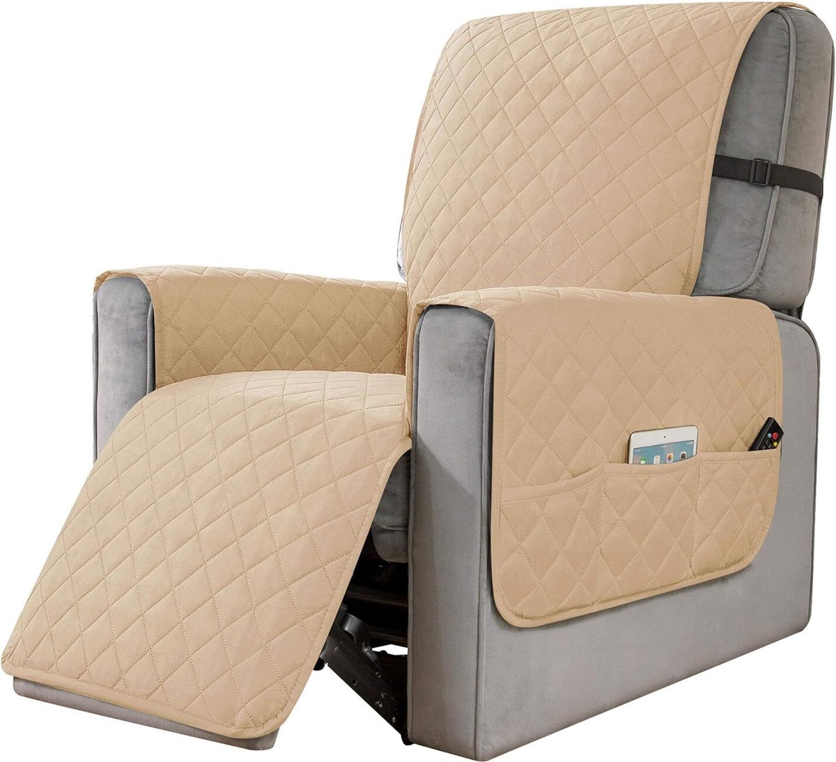 Home & Marker - Stoelhoes - Fauteuil Hoes - Zetelhoes - Stoelhoezen met Armleuning - Fauteuil Beschermer - Beige - LUXSIT