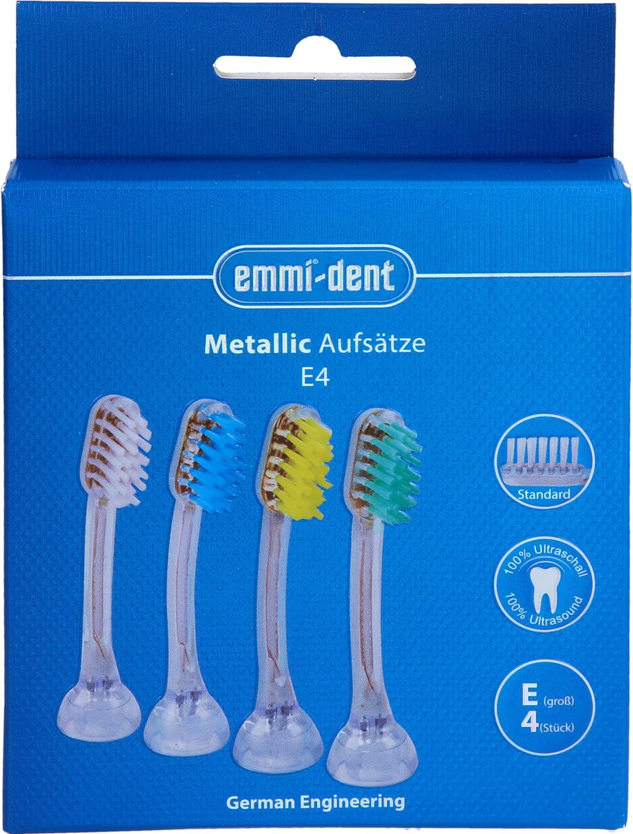 emmi-dent E4 Ersatzaufsätze für Ultraschallzahnbürste, 4 St. Zahnbürste