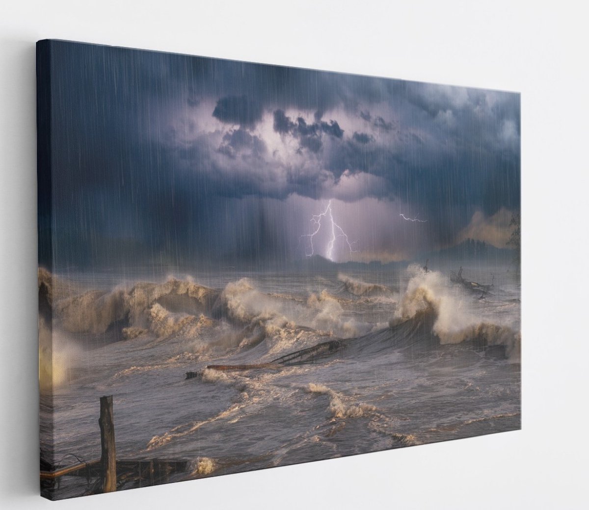 Saammp Canvas Schilderij - Storm - Abstract - 40x30 - Foto op canvas - Wanddecoratie - Muurdecoratie Woonkamer - Slaapkamer decoratie - Canvas Print Multicolor