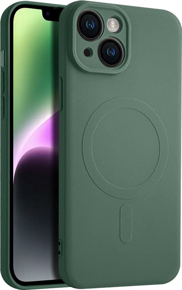 Casify Siliconen Hoesje geschikt voor MagSafe iPhone 15 Hoesje - Legergroen