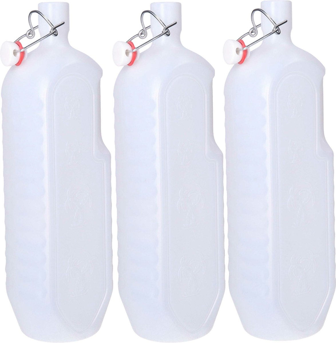 CM beugelfles/weckfles - 3x - wit - kunststof - 2 liter - Waterfles - Met handvat - Grote container