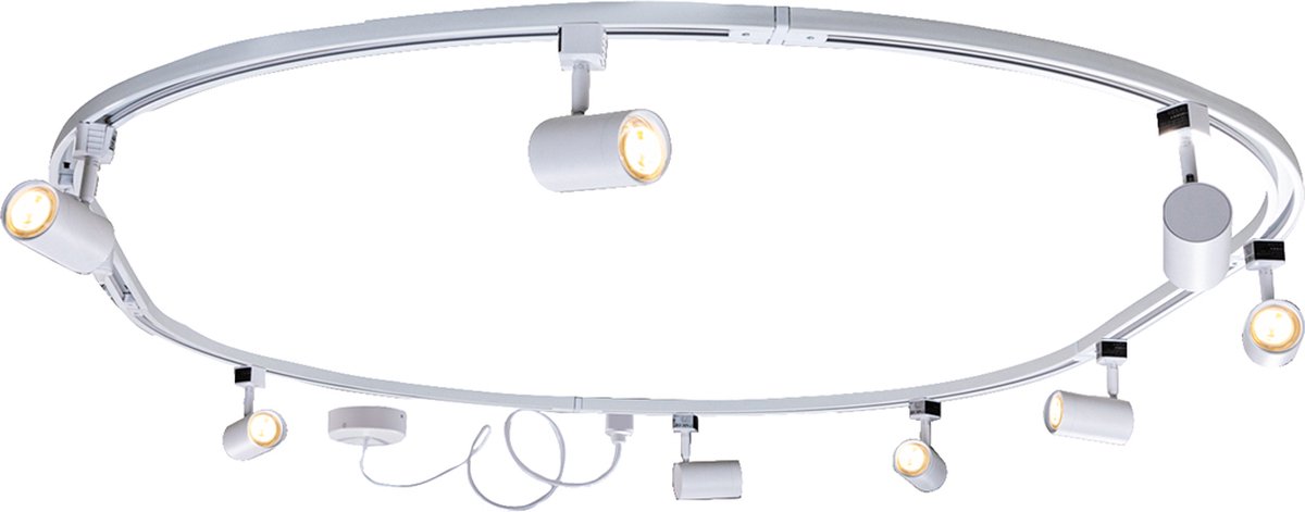 QAZQA iconic jeana - Moderne Spot railsysteem verlichting, railverlichting geschikt voor led - 8 lichts - L 220 cm - Wit - Woonkamer | Slaapkamer | Keuken