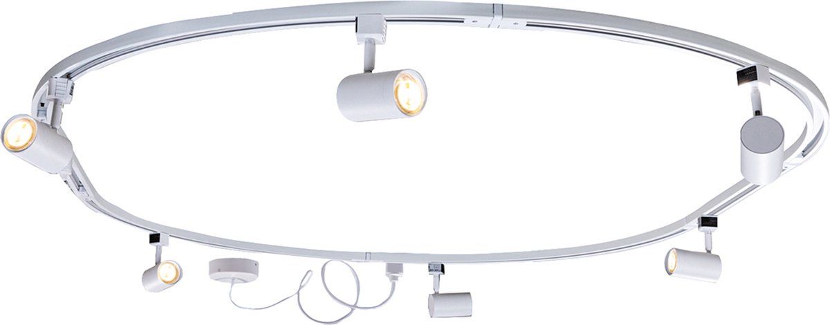 QAZQA iconic jeana - Moderne Spot railsysteem verlichting, railverlichting geschikt voor led - 6 lichts - L 170 cm - Wit - Woonkamer | Slaapkamer | Keuken