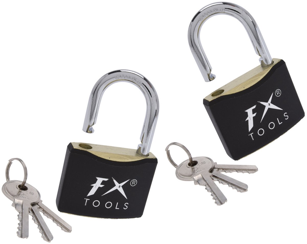 FX Tools Hangslot met sleutel - 2x - 40 mm beugel - 3 sleutels - 13.5 x 9 x 2 cm - sloten