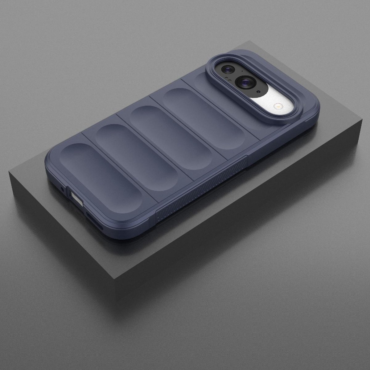 Mobigear Hoesje geschikt voor Google Pixel 9 Pro Telefoonhoesje Flexibel TPU | Mobigear Bumpy Backcover | Pixel 9 Pro Case | Back Cover - Donkerblauw