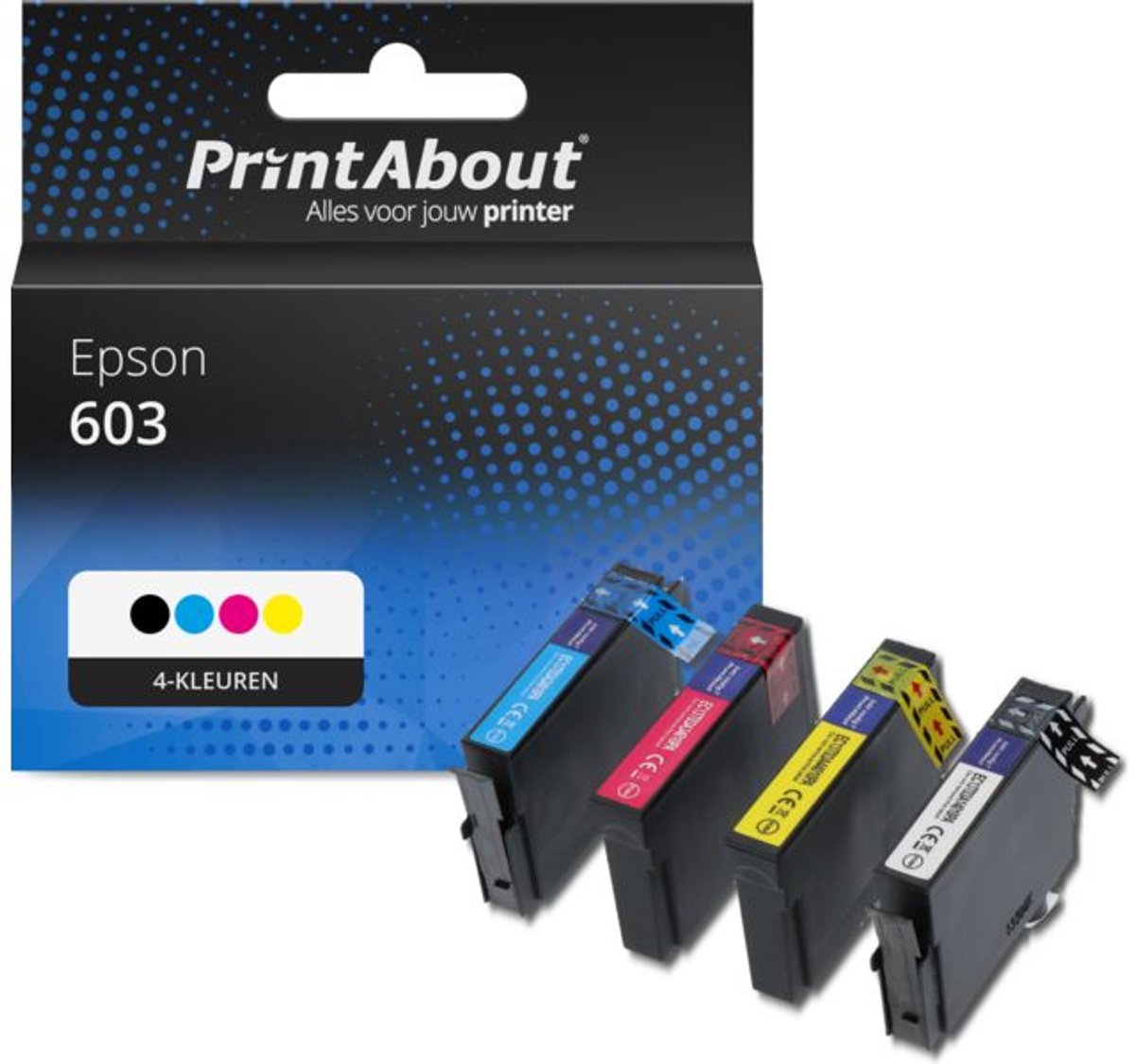 PrintAbout Huismerk Epson 603 (C13T03U64010) Inktcartridge 4-kleuren Voordeelbundel