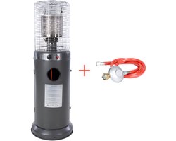 Sunred - Terrasverwarmer - Lounge Heater - Propus - Grijs - Staand model - 13000 W - Verschillende standen - Elektrische ontsteking - Gas heater - Compleet: incl. gasdrukregelaar & slang
