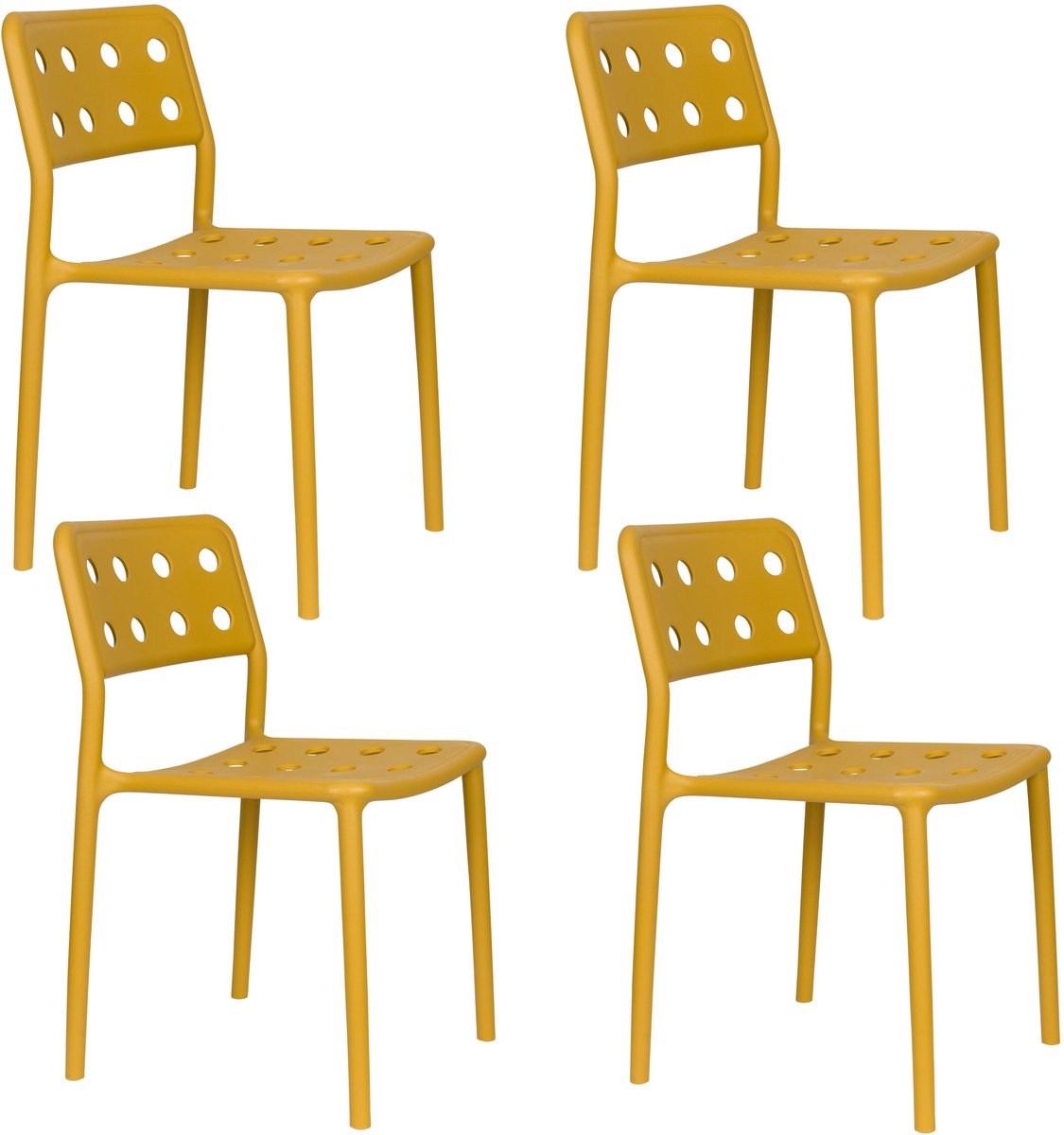 Housecraft Living Serra Tuinstoel/ Eetkamerstoel Kunststof Geel - Set van 4
