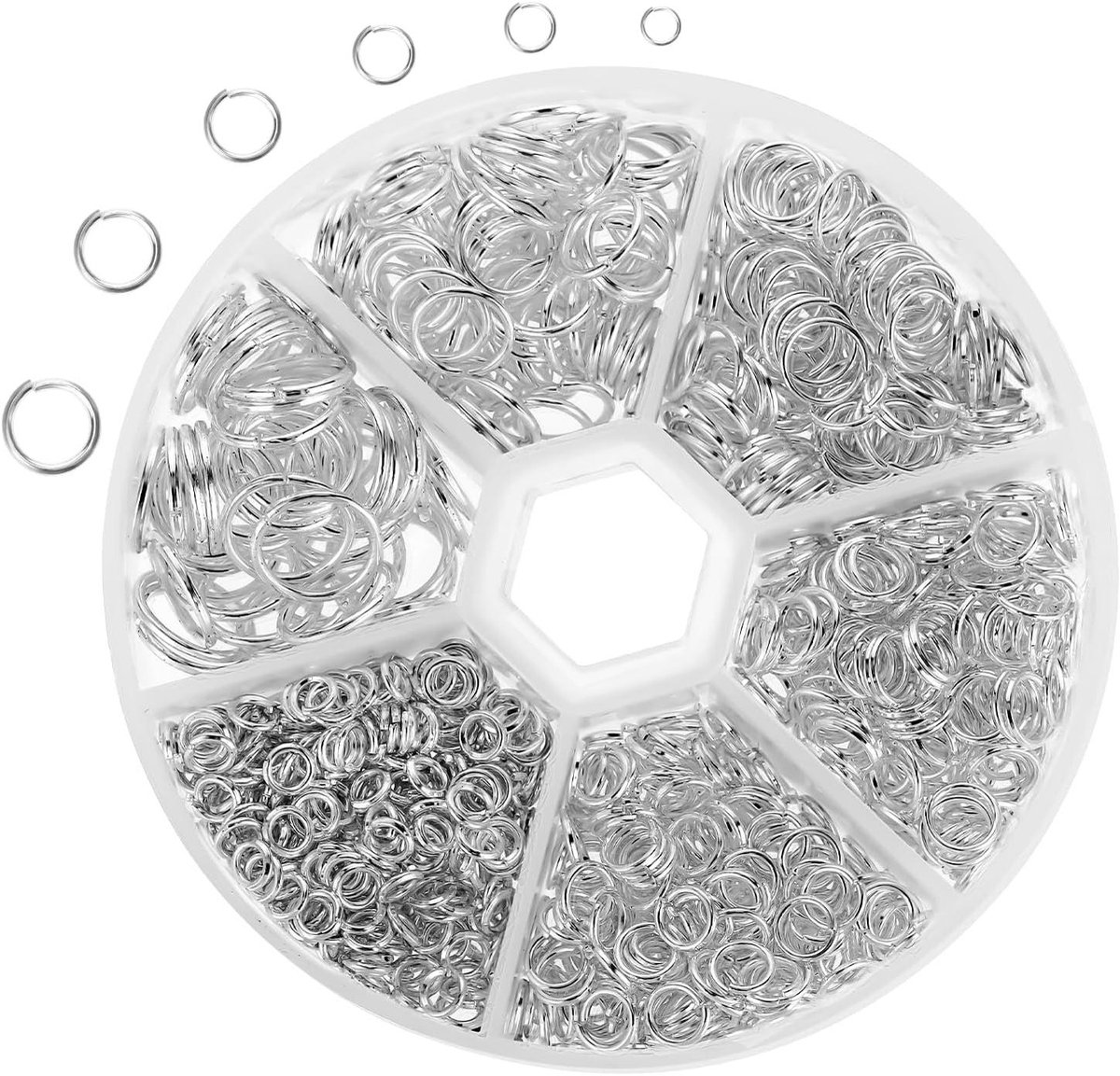 Image of 970 stuks bindringen in 6 maten voor sieraden maken - metalen springringen 4-10 mm