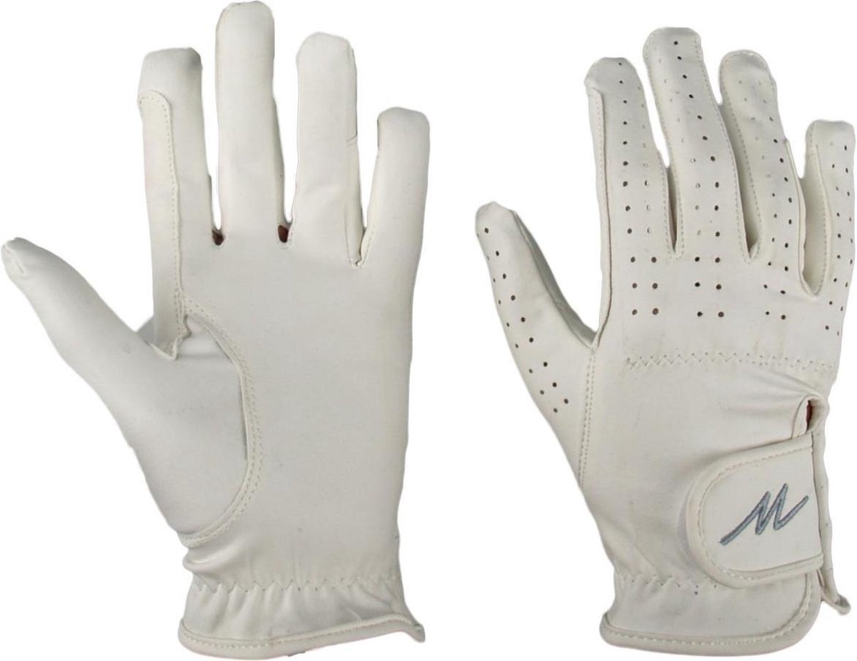 Mondoni Leatherfeel Handschoen - Maat: 8 - Wit - Kunstleer - Paardrijhandschoenen