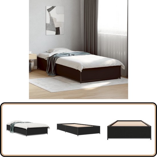 Bedframe bewerkt hout zwart 90x190 cm kopen Bedframe bewerkt hout zwart 90x190 cm kopen