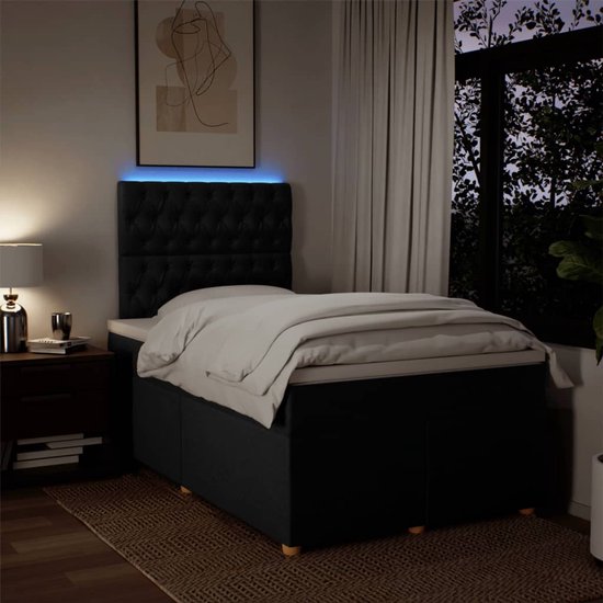 vidaXL Sommier tapissier avec matelas en tissu noir 120x190 cm