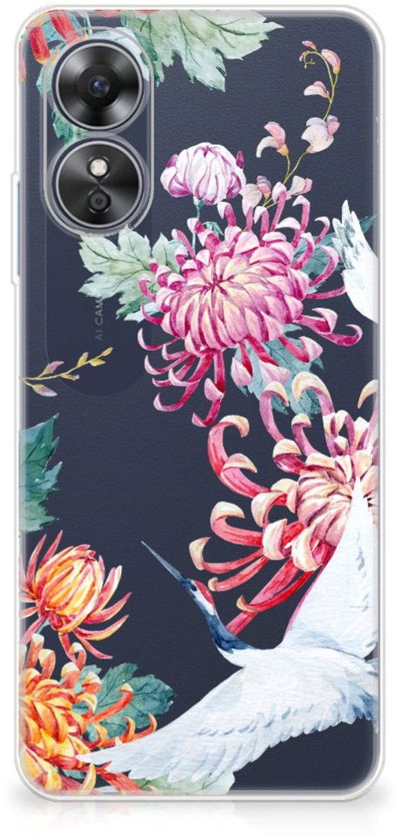 OPPO A17 TPU Hoesje Bird Flowers