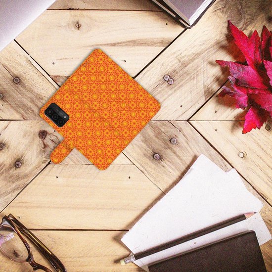 PU Premium Housse pour OPPO A54 5G | A74 5G | A93 5G Portefeuille Batik Orange