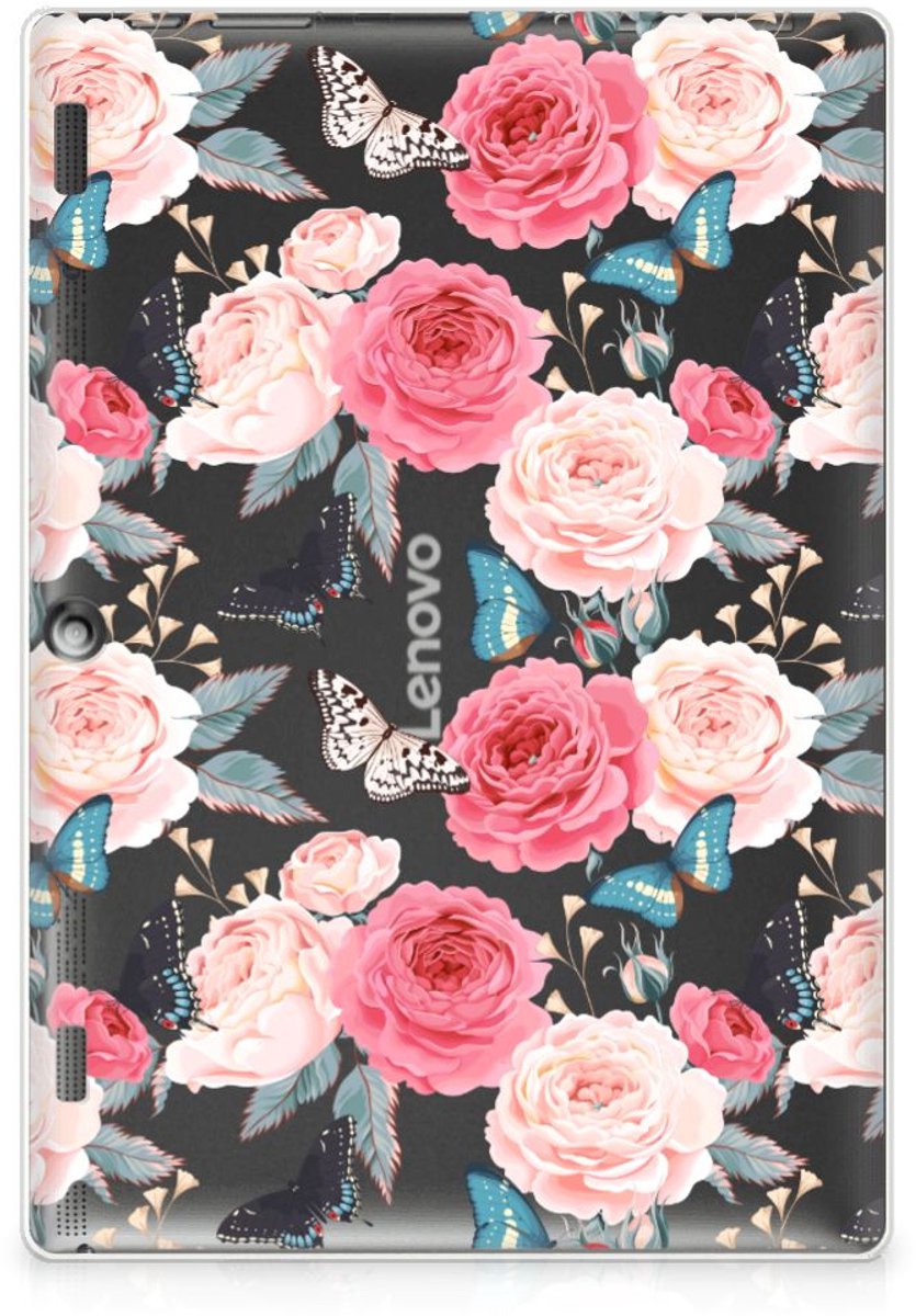 Lenovo Tab 10 | Tab 2 A10-30 Siliconen Hoesje Butterfly Roses