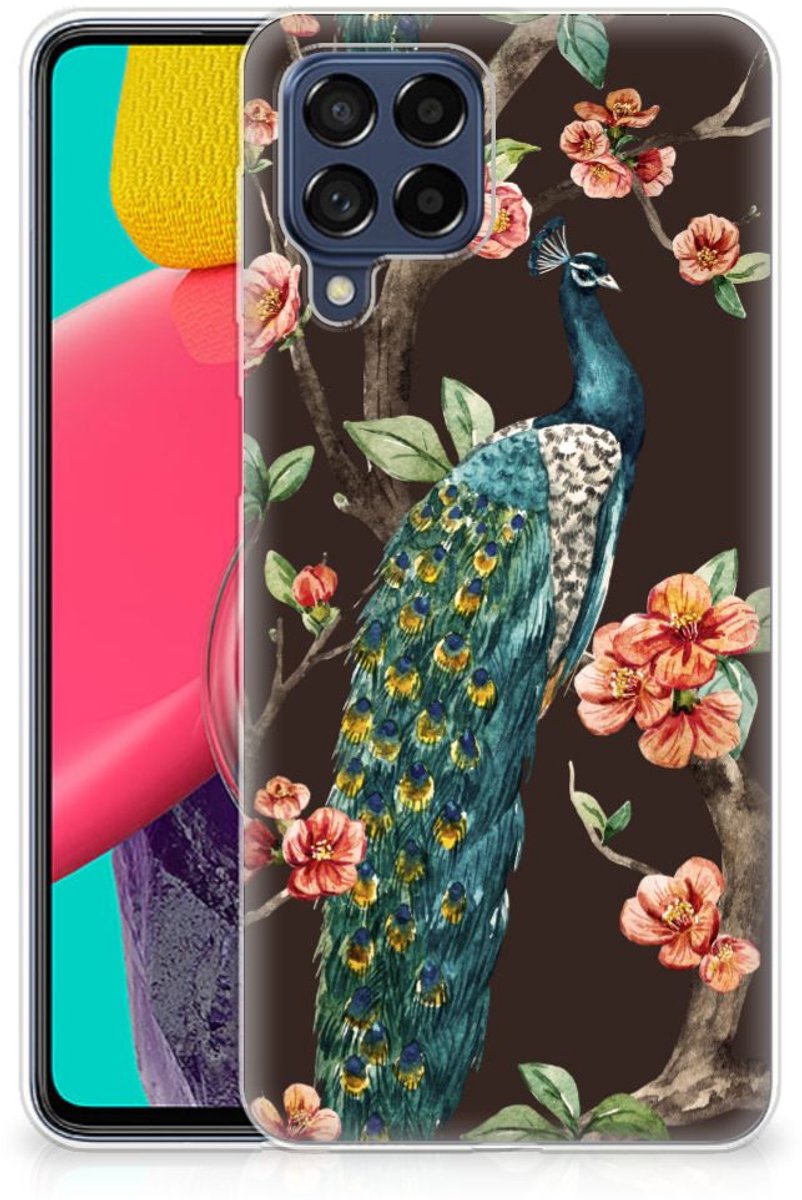 Samsung Galaxy M53 TPU Hoesje Pauw met Bloemen
