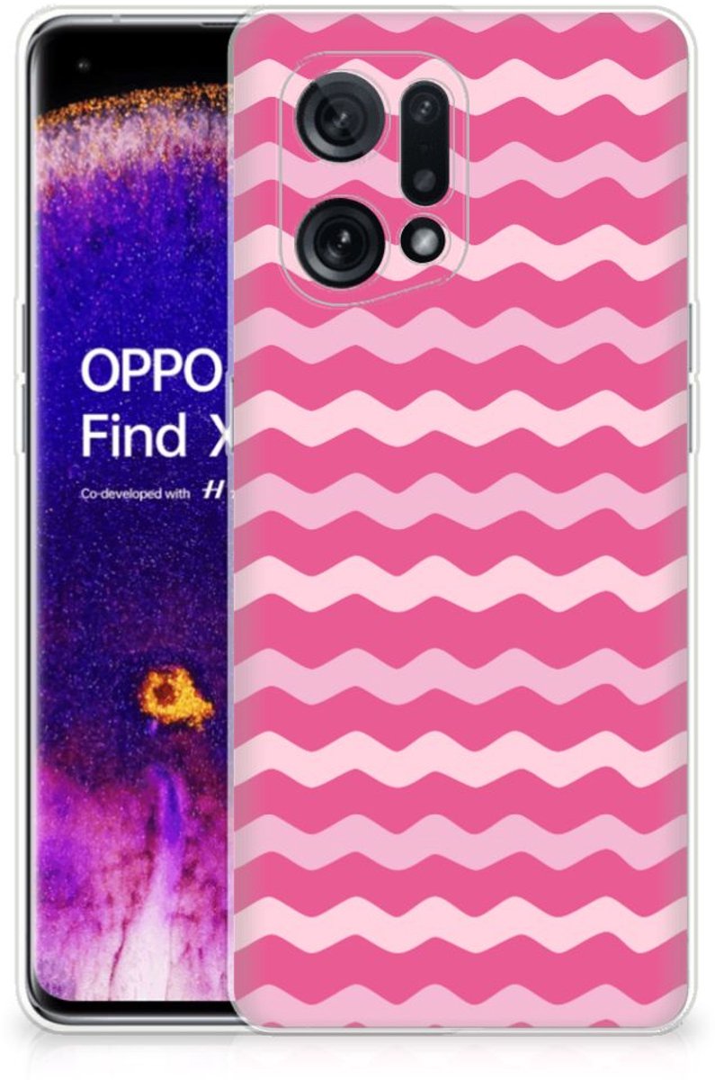 Back Cover voor OPPO Find X5 TPU bumper Waves Pink