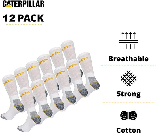 Caterpillar Outdoor Socks 6 paar herensokken van zacht katoen met vochtregeling, versterkte teen en hiel (Mix Grey, 41-45