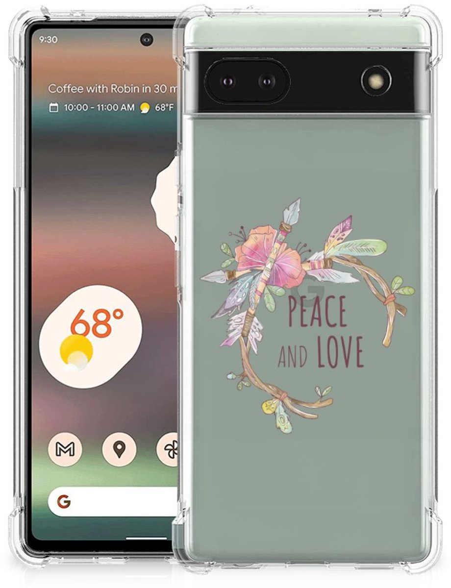 Back Cover voor Google Pixel 6A Stevig Bumper Hoesje Boho Text