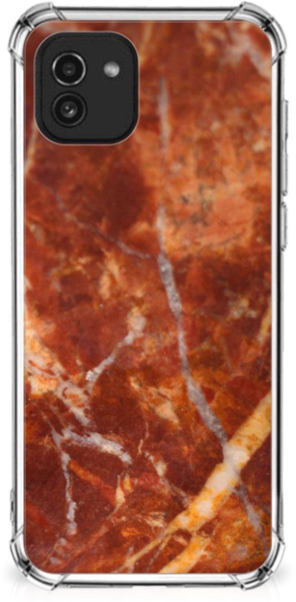 Samsung Galaxy A03 Anti-Shock Hoesje Marmer Bruin