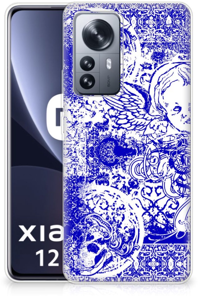 Silicone Back Case Xiaomi 12 Pro Angel Skull Blauw