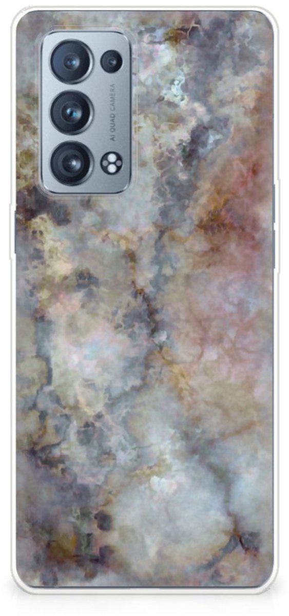 OPPO Reno 6 Pro Plus 5G TPU Siliconen Hoesje Marmer Grijs