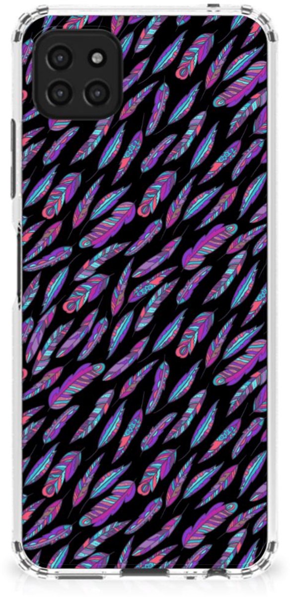 Samsung Galaxy A22 5G Doorzichtige Silicone Hoesje Feathers Color