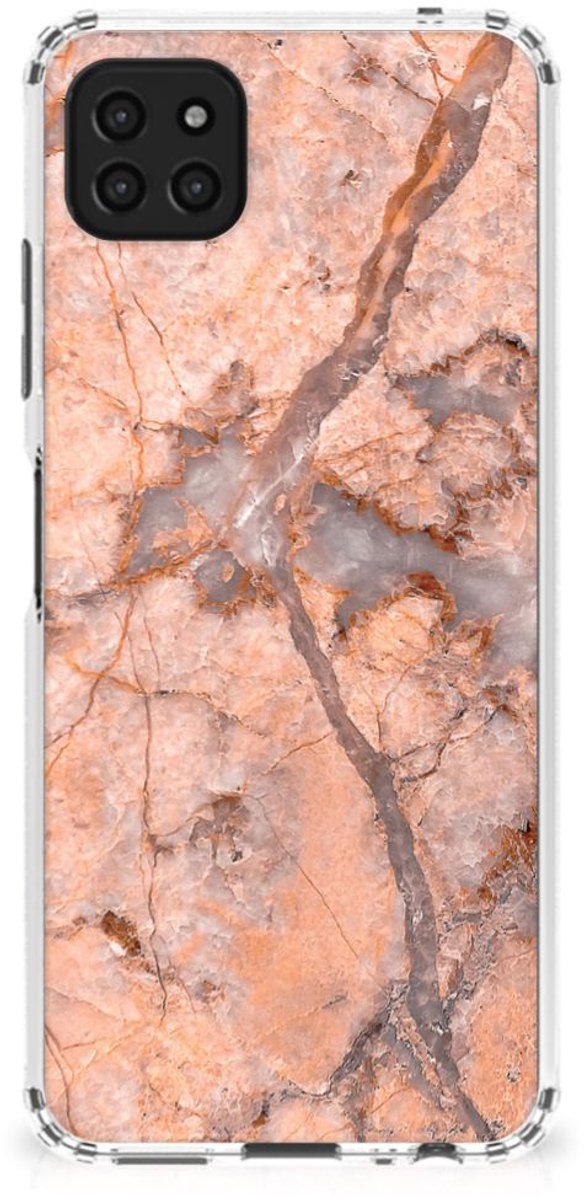 Samsung Galaxy A22 5G Anti-Shock Hoesje Marmer Oranje