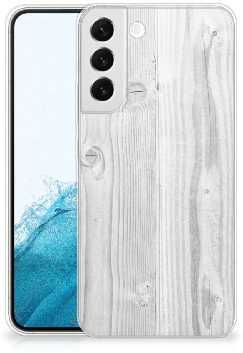 TPU Hoesje voor Samsung Galaxy S22 Plus Bumper Hoesje White Wood